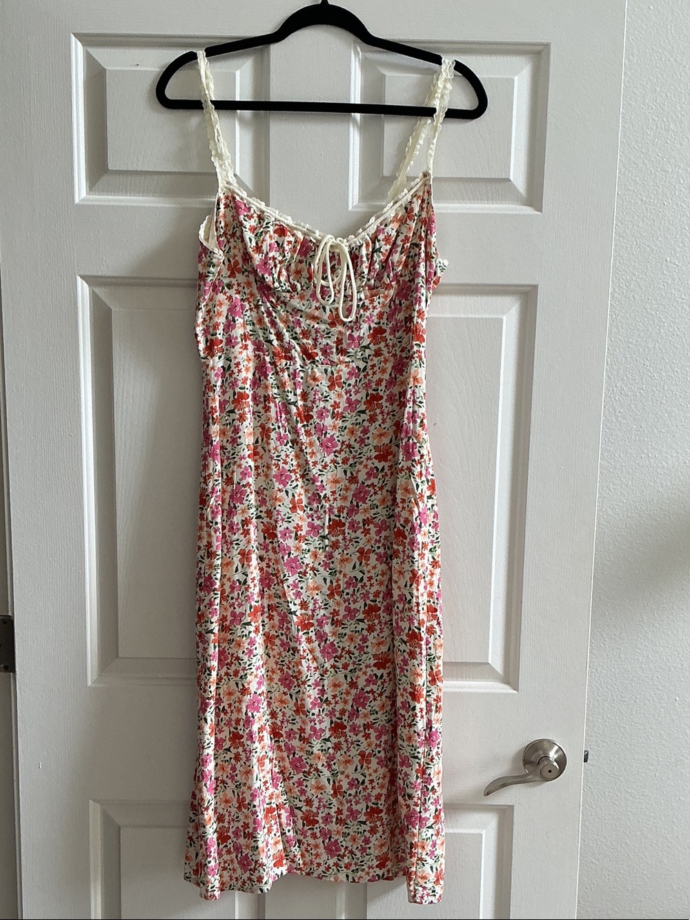 Commense Floral Midi Dress in Cream, Pink, Green